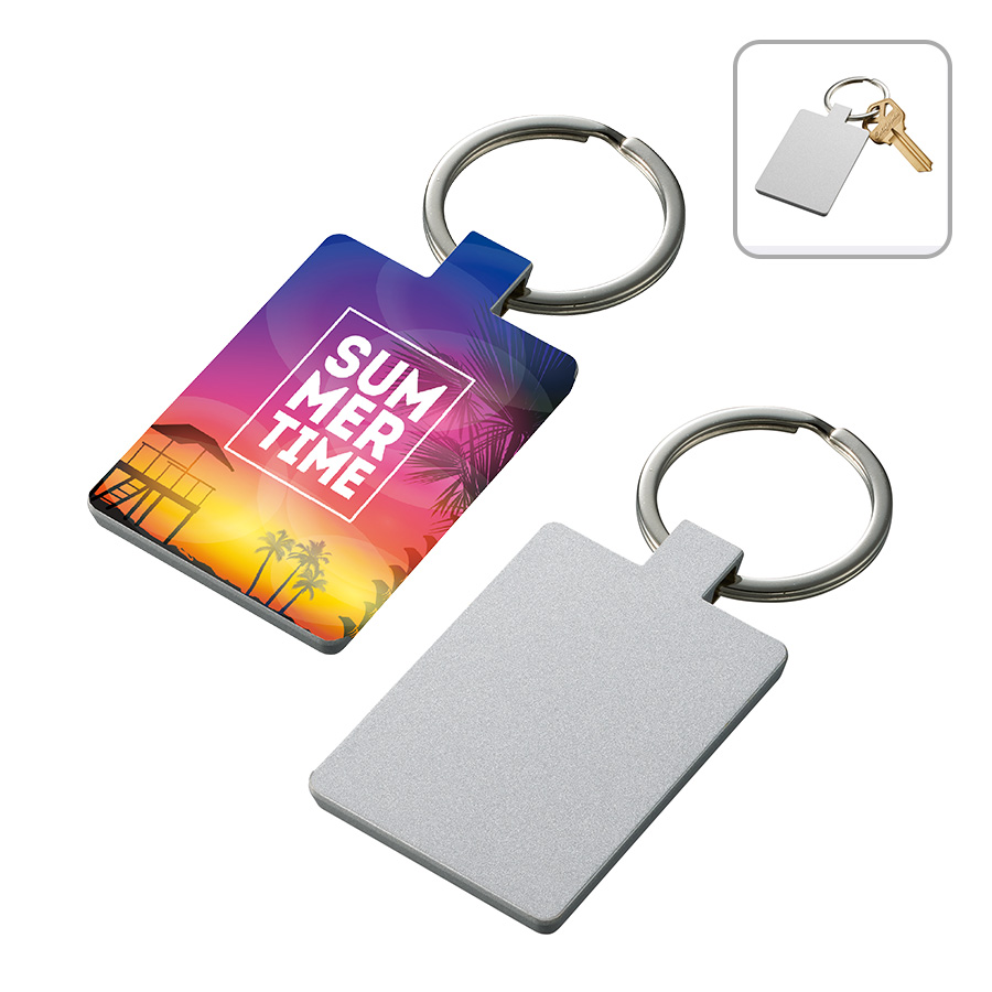 TS-1672-005ミラー付メタルキーホルダー（スクエア）　マットシルバー