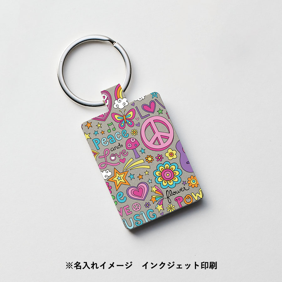 ミラー付メタルキーホルダー（スクエア）　マットシルバー