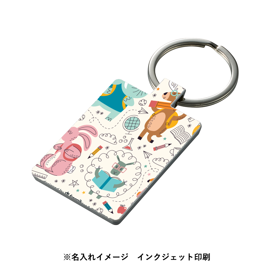 ミラー付メタルキーホルダー（スクエア）　マットシルバー