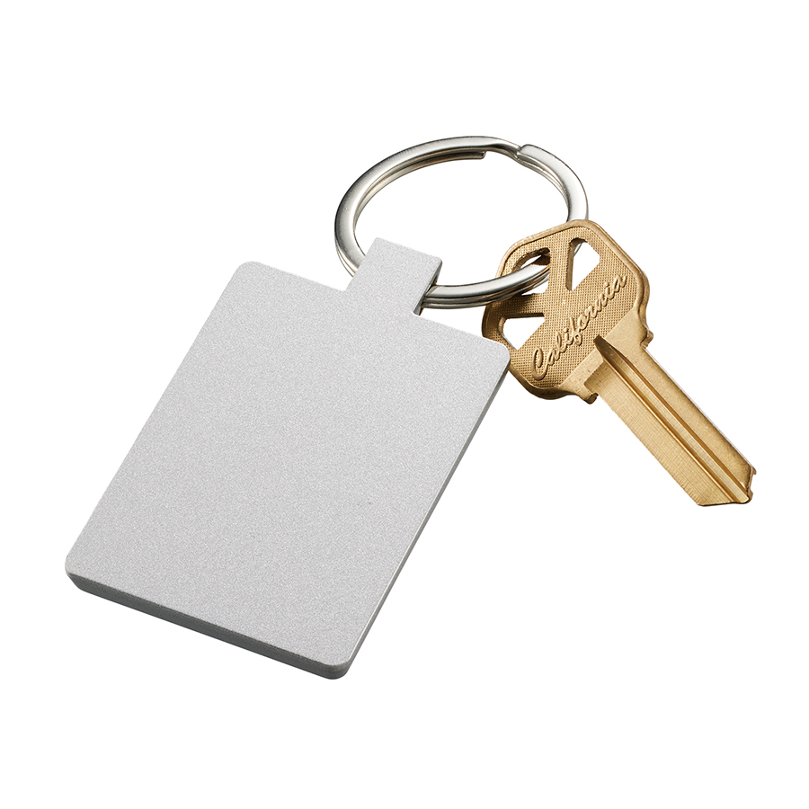 ミラー付メタルキーホルダー（スクエア）　マットシルバー