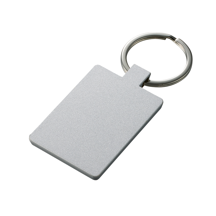 ミラー付メタルキーホルダー（スクエア）　マットシルバー