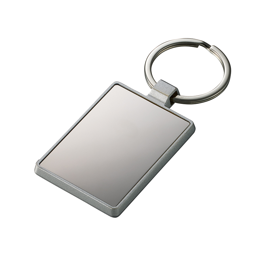 ミラー付メタルキーホルダー（スクエア）　マットシルバー