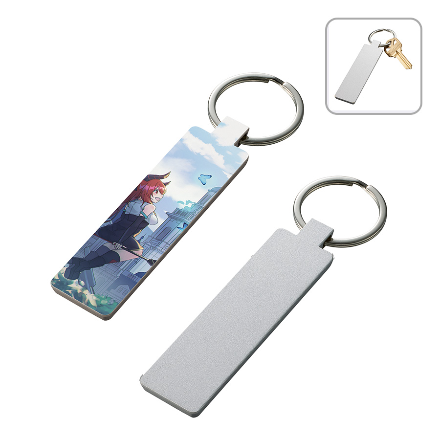 TS-1673-005ミラー付メタルキーホルダー（スティック）　マットシルバー