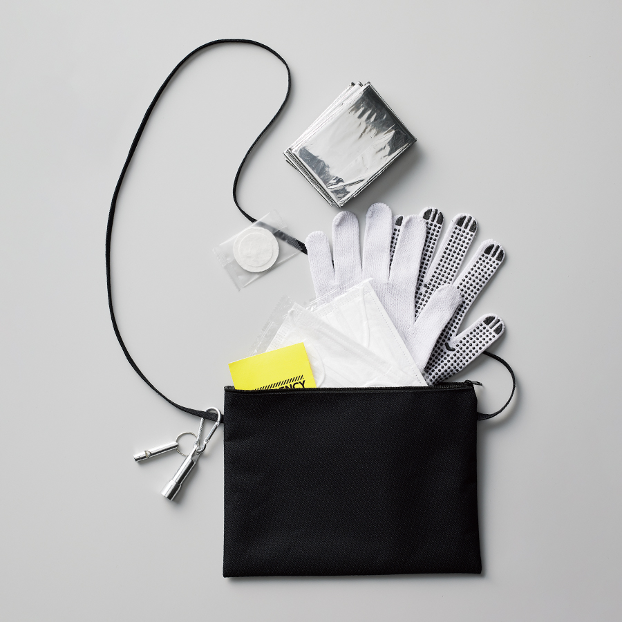 防災緊急8点セット　サコッシュタイプ　ブラック