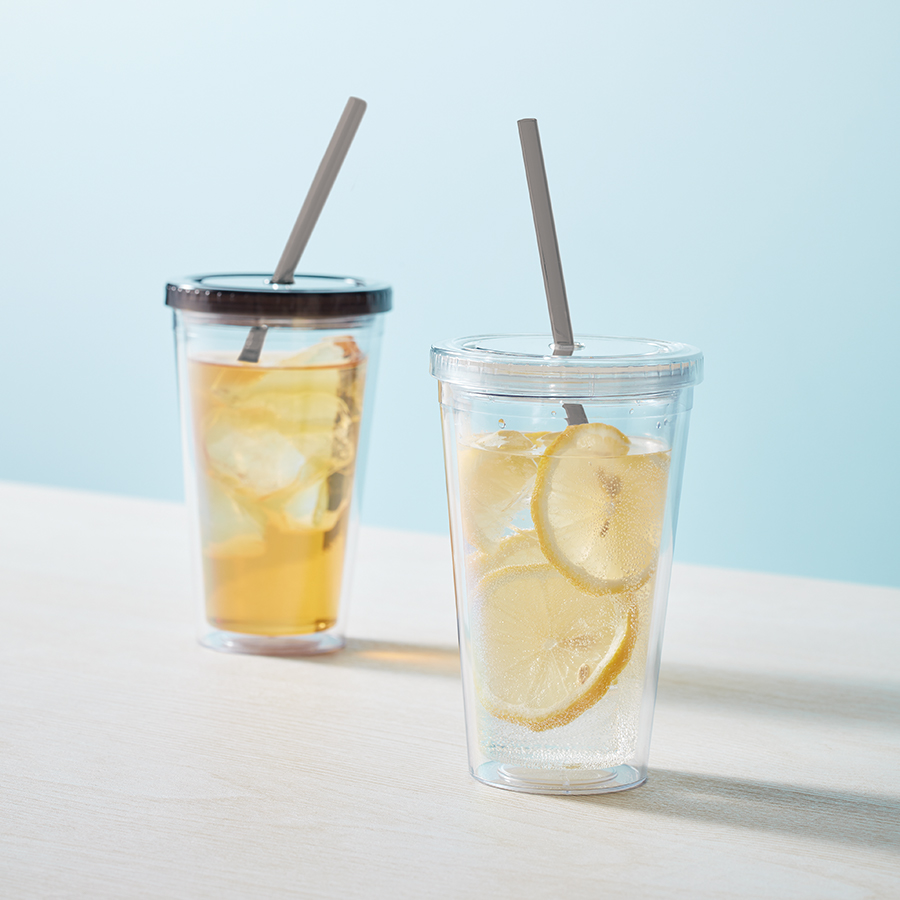 【アウトレット】ストロー付きクリアタンブラー