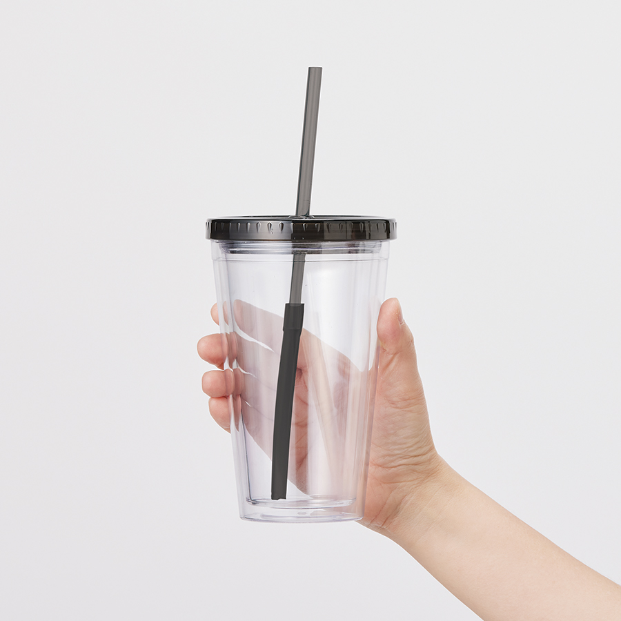 【アウトレット】ストロー付きクリアタンブラー