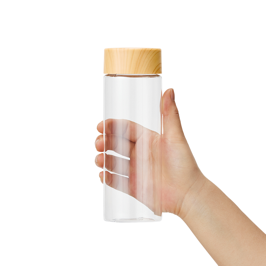 木目調キャップスリムクリアボトル500ml