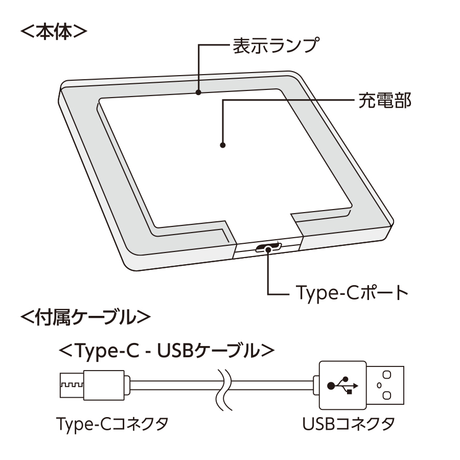 クリアワイヤレス充電器 スクエア　5W