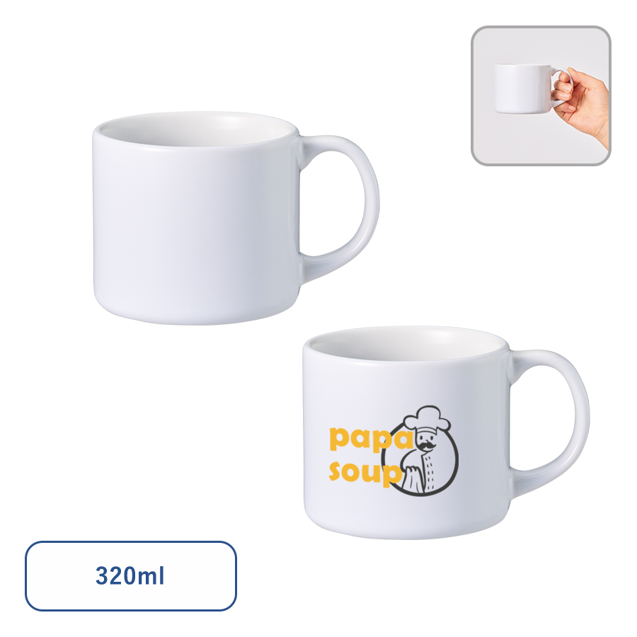 TS-1935-044陶器マグストレート　ショートワイド　ホワイト