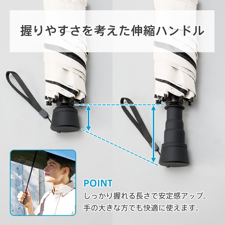 のびるハンドル5段遮光折りたたみ傘