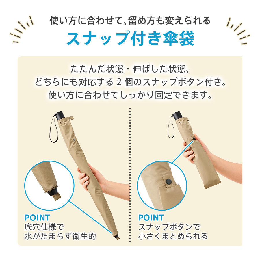 たたんでも伸ばしても使えるUV傘