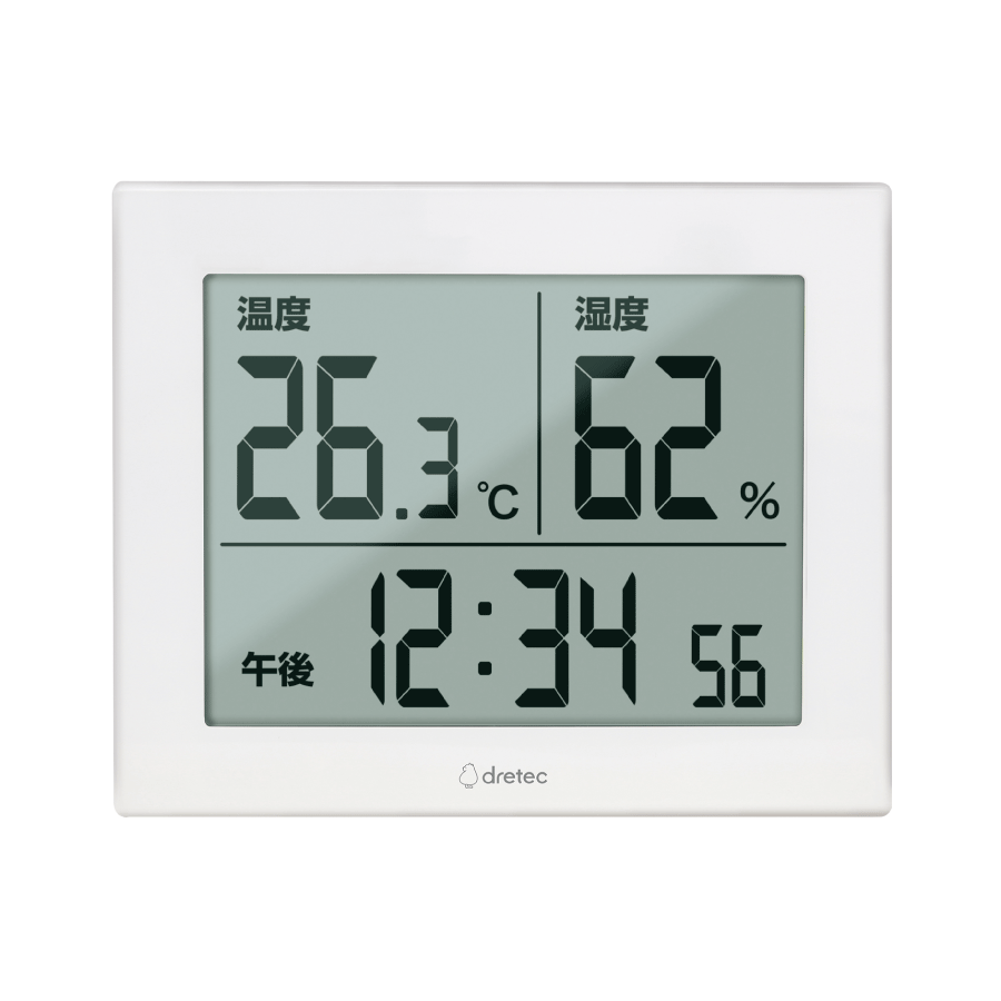 O-506 大画面温湿度計「ハキミエ」　ホワイト