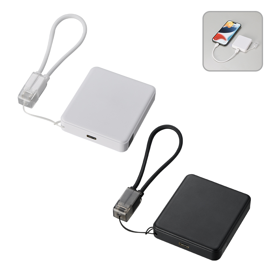 TE-0033 【先行掲載】PD急速充電コードストラップ付モバイルチャージャー5000(全面印刷対応)