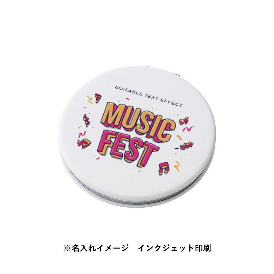 【先行掲載】全面印刷できる合皮コンパクトミラー　ラウンド（両面対応）