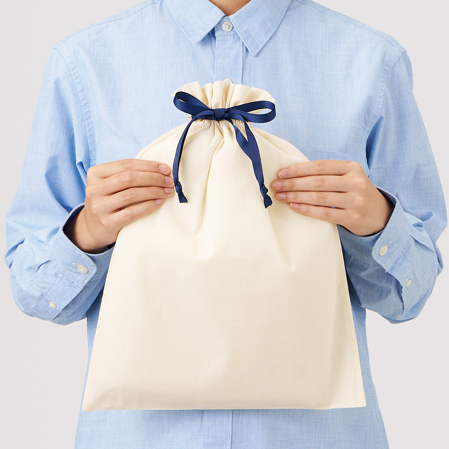 コットンカラーリボン巾着（L）