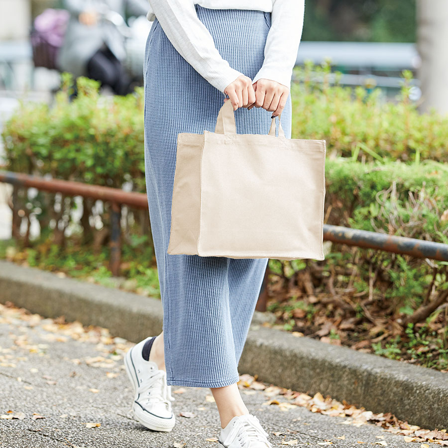 キャンバスカレッジトート（M）ワイド　ナチュラル