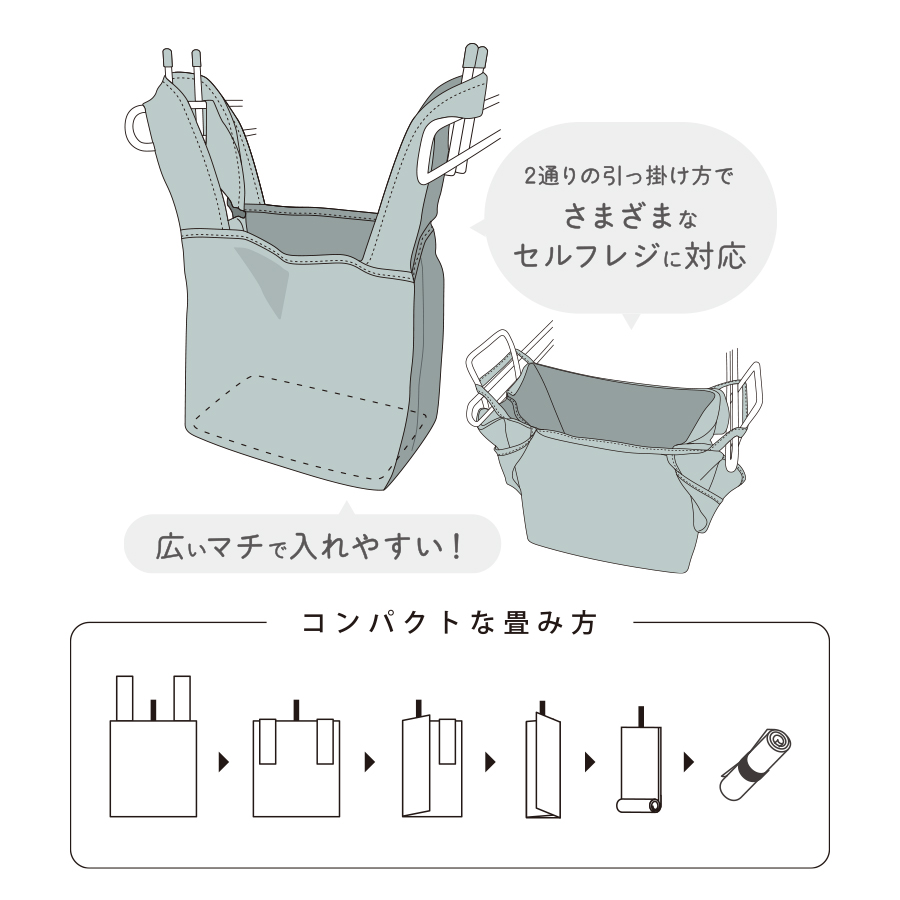 クルリト　セルフレジで使いやすいスクエアデリバッグ