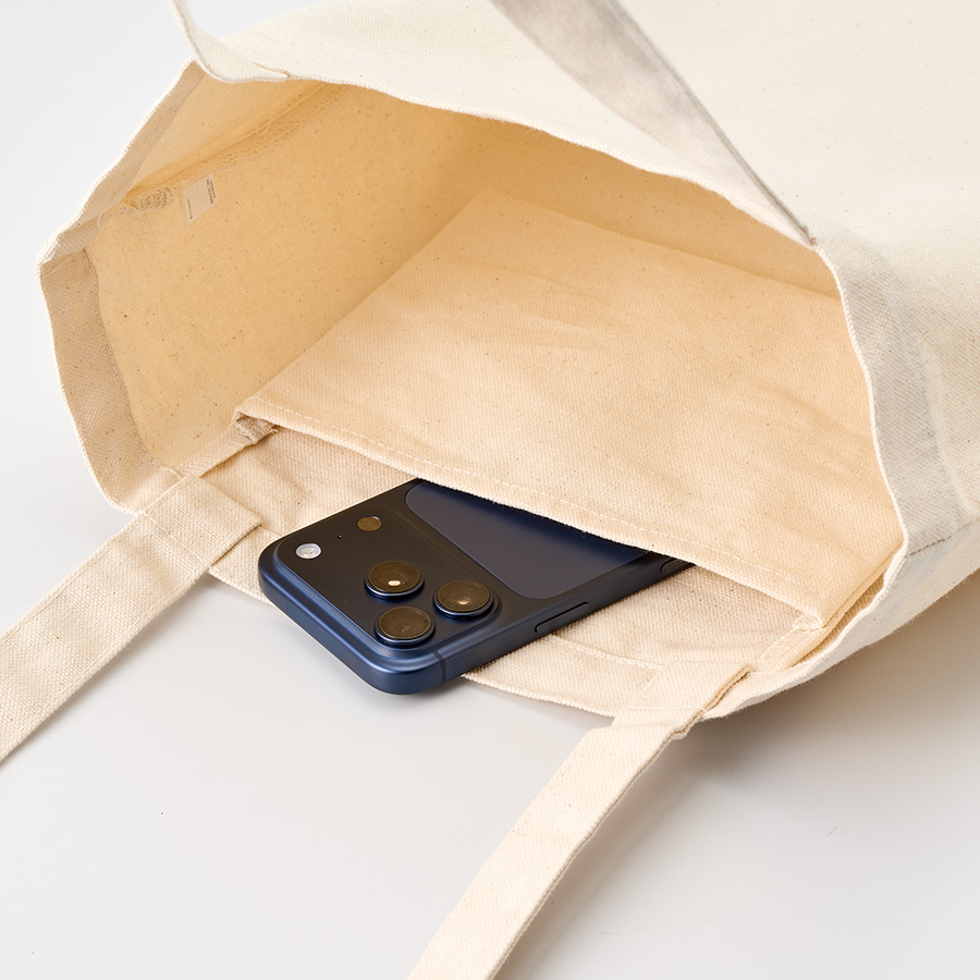 キャンバスフラットトートループ付　ナチュラル