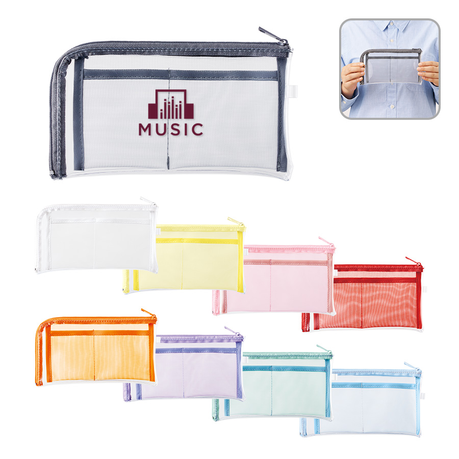 メッシュポケットクリアロングポーチ