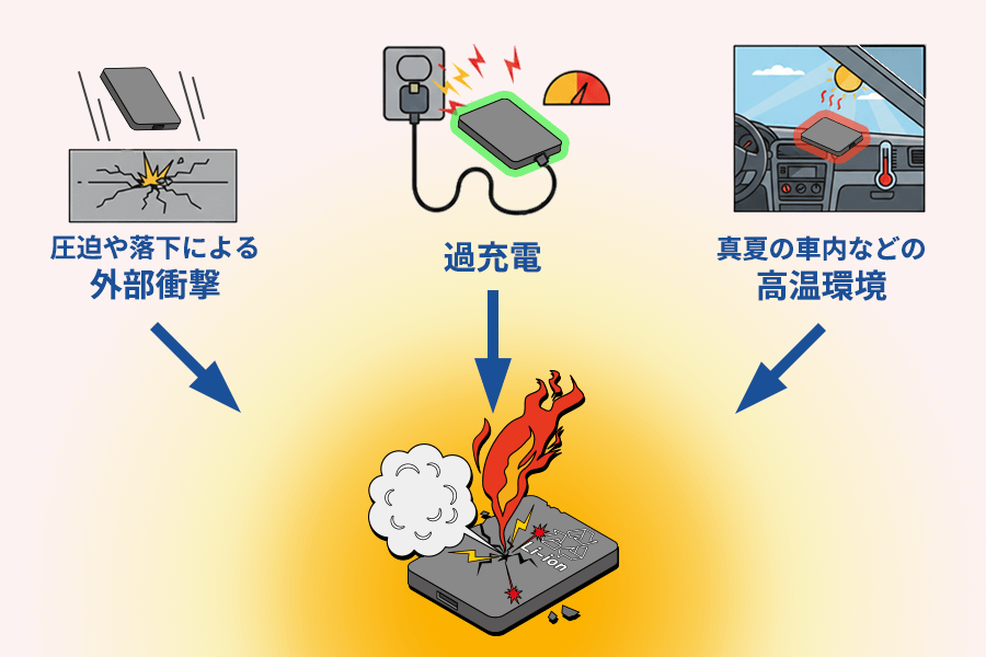 リチウムイオン電池が発熱、発火する原因